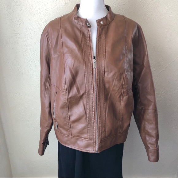 Bernardo Jackets & Blazers - B by Bernardo Faux Leather Jacket 1XL Caramel